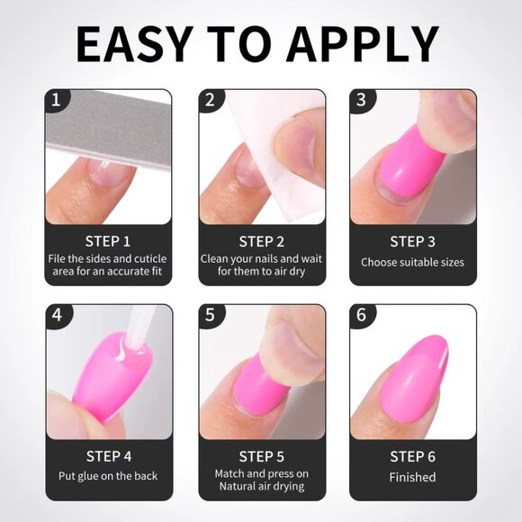 128PCS NUDE Short Almond Matte & Gloss French Tip False Nails - 4 Complete Sets - Picture 3 of 3